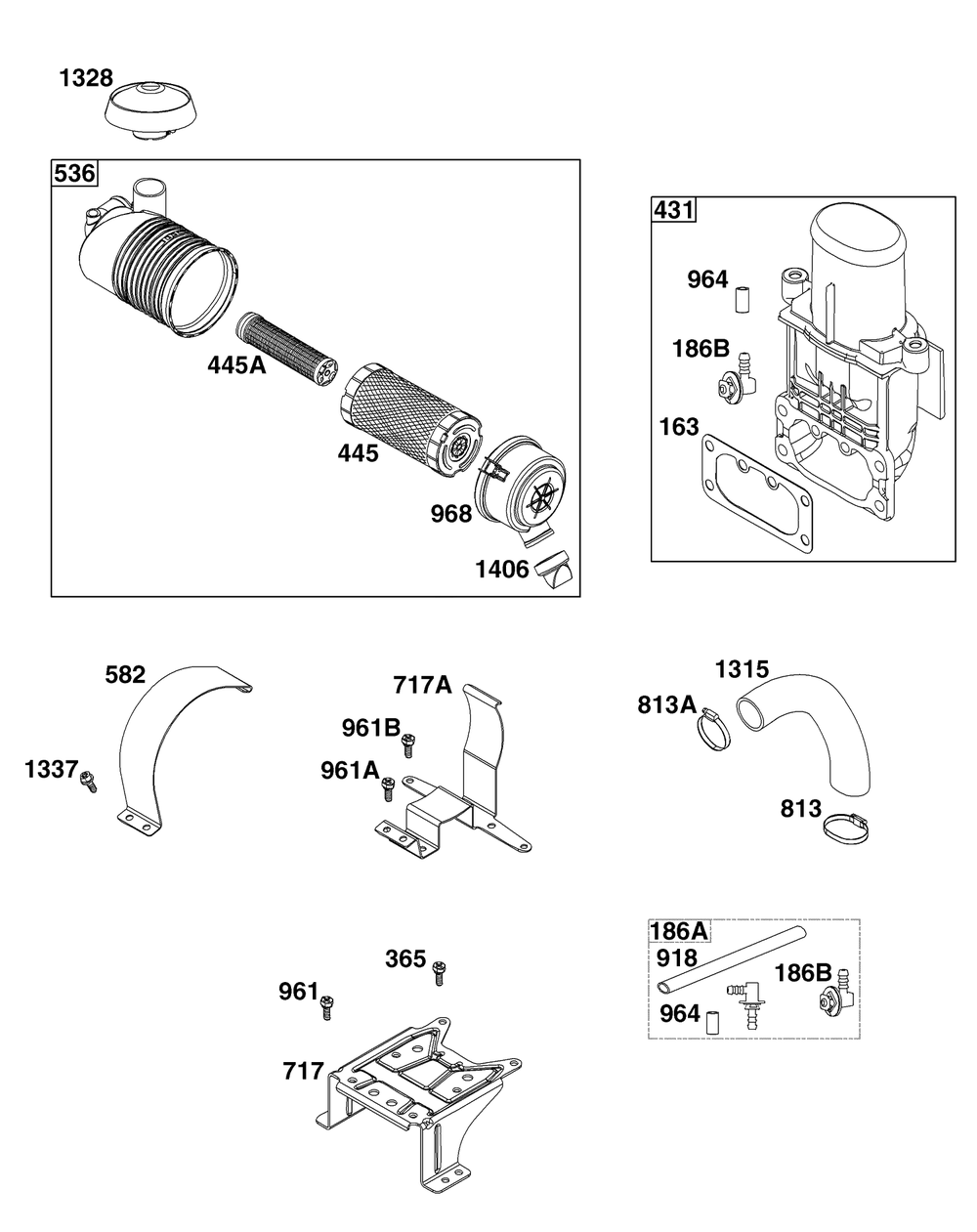 Air Cleaner Group Diagram and Parts List for 49R977-0016-G1  Briggs and Stratton Engine